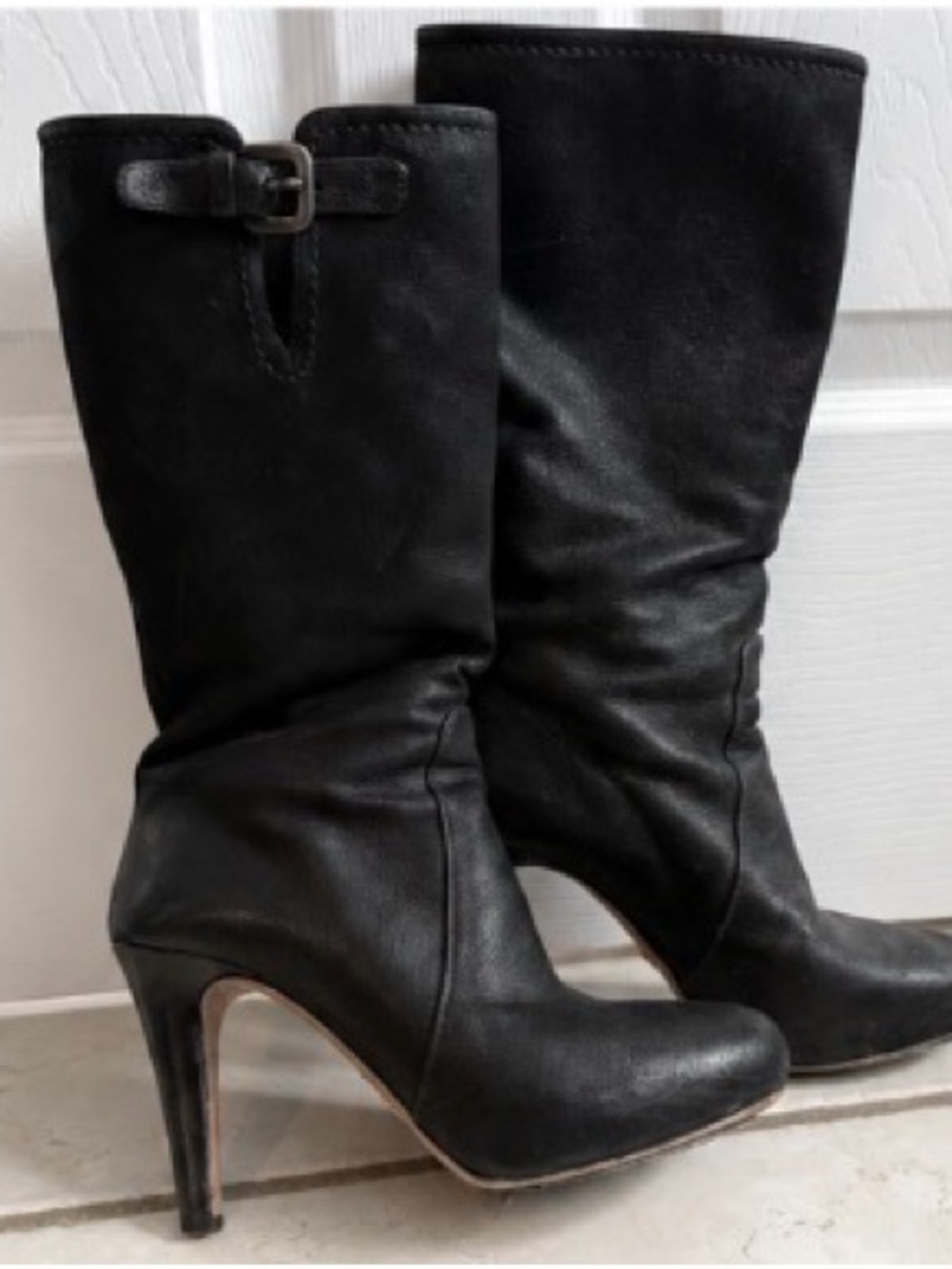 Authentic Prada Black Leather Heeled Boots – Made in Italy